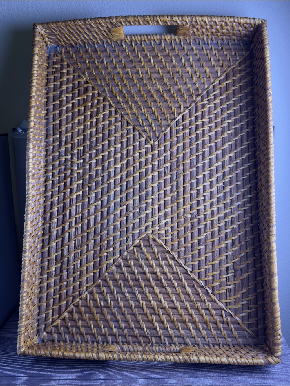 World Market Woven Rattan Serving Tray Rectangle Decorative Catchall 18x13